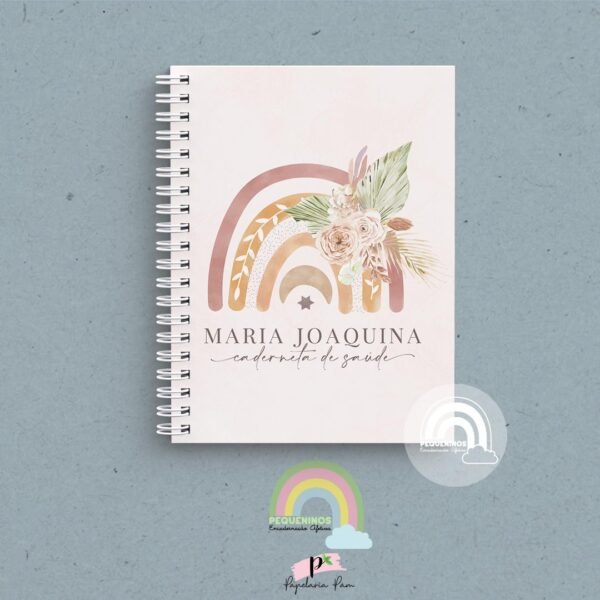 Caderneta de Saúde Personalizada - Arco Iris Boho Menina