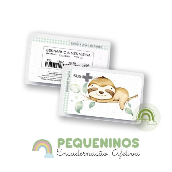 Cartão do SUS personalizado - Bicho Preguiça