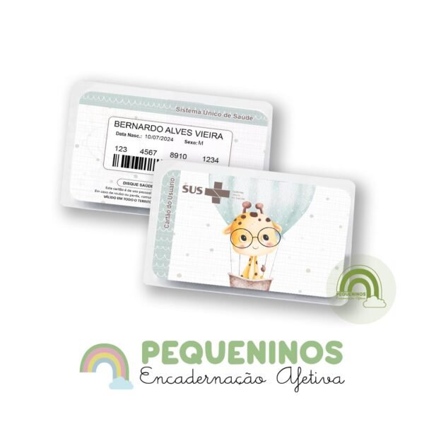 Cartão do SUS personalizado - Girafinha Baloeiro