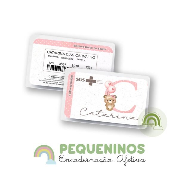 Cartão do SUS personalizado - Monograma Ursinha