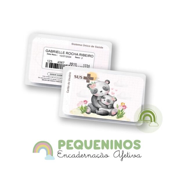 Cartão do SUS personalizado - Panda Mãe E Filha