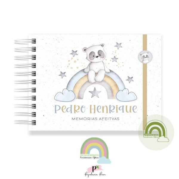 Livro Memórias Afetivas Mesversário A5 - Panda Arco-Íris