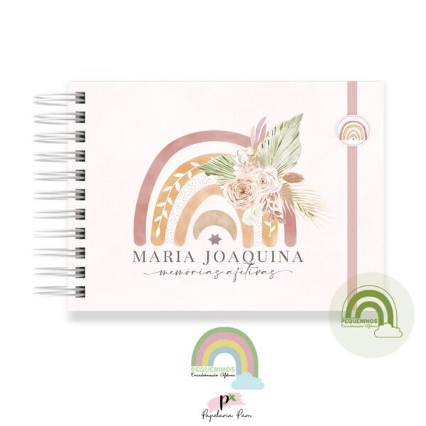 Livro Memórias Afetivas Mesversário A5 - Arco Iris Boho Menina