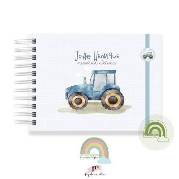 Livro Memórias Afetivas Mesversário A5 - Meu Trator Azul
