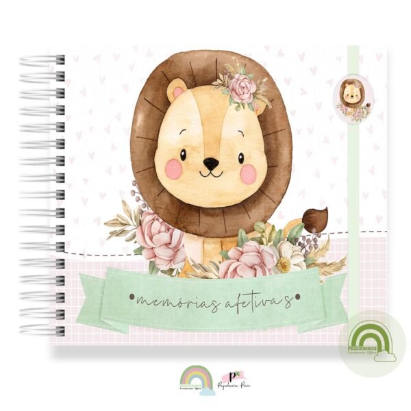 Livro Memórias Afetivas Mesversário Safari Menina Leoa