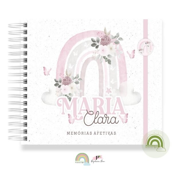 Livro Memórias Afetivas Mesversário Floral Boho Rainbow
