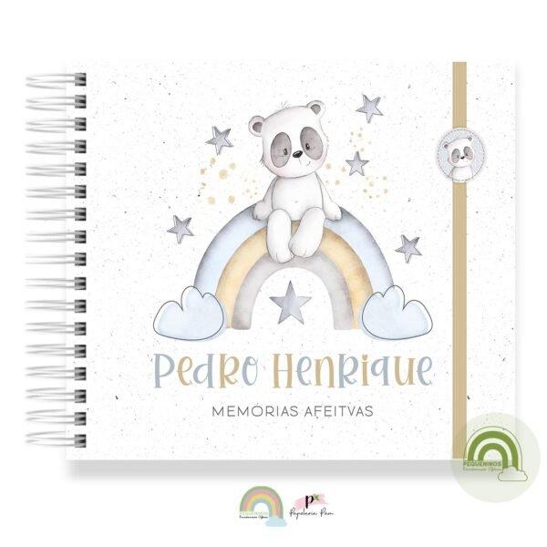Livro Memórias Afetivas Mesversário Panda Arco-Íris