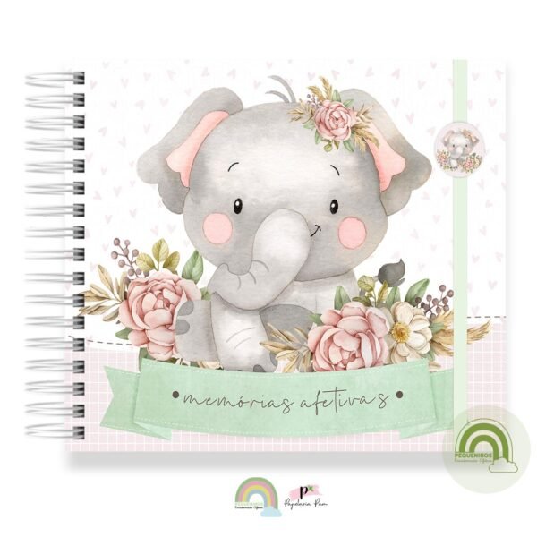 Livro Memórias Afetivas Mesversário Safari Menina Elefantinha