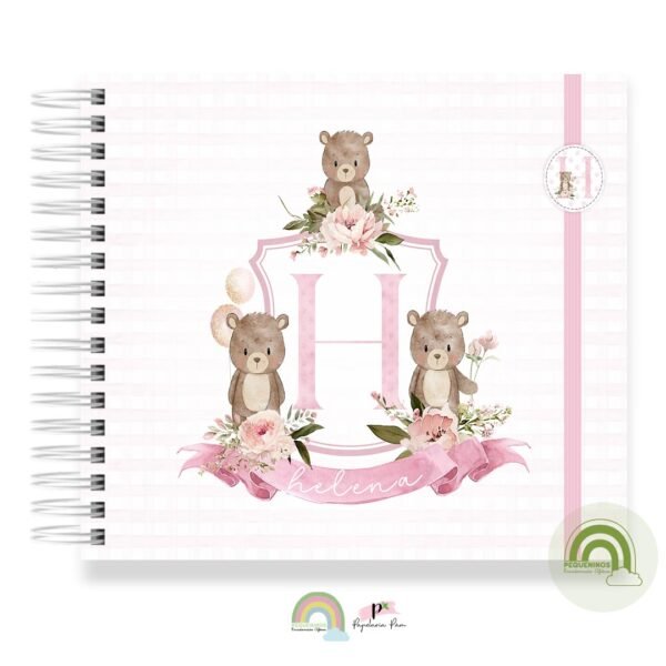 Livro Memórias Afetivas Mesversário Xadrez Monograma Rosa