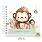 Livro Memórias Afetivas Mesversário Safari Menina Macaquinha