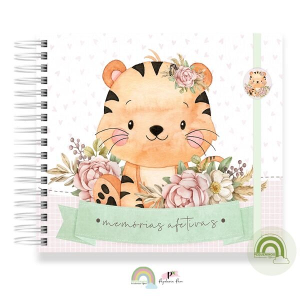 Livro Memórias Afetivas Mesversário Safari Menina Tigrinha