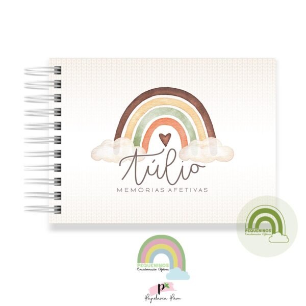 Livro Memórias Afetivas Mesversário A5 - Arco Iris Boho Menino