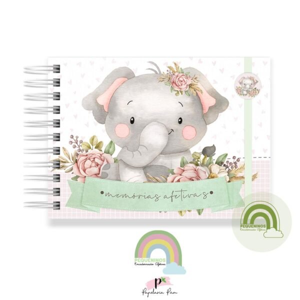 Livro Memórias Afetivas Mesversário A5 - Safari Menina Elefantinha
