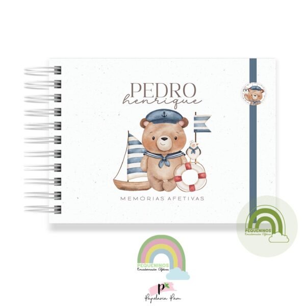 Livro Memórias Afetivas Mesversário A5 - Ursinho Marinheiro