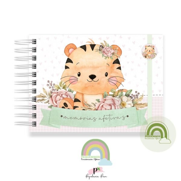 Livro Memórias Afetivas Mesversário A5 - Safari Menina Tigrinha