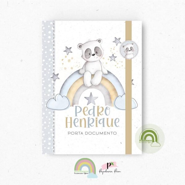 Porta Documentos Panda Arco-Íris